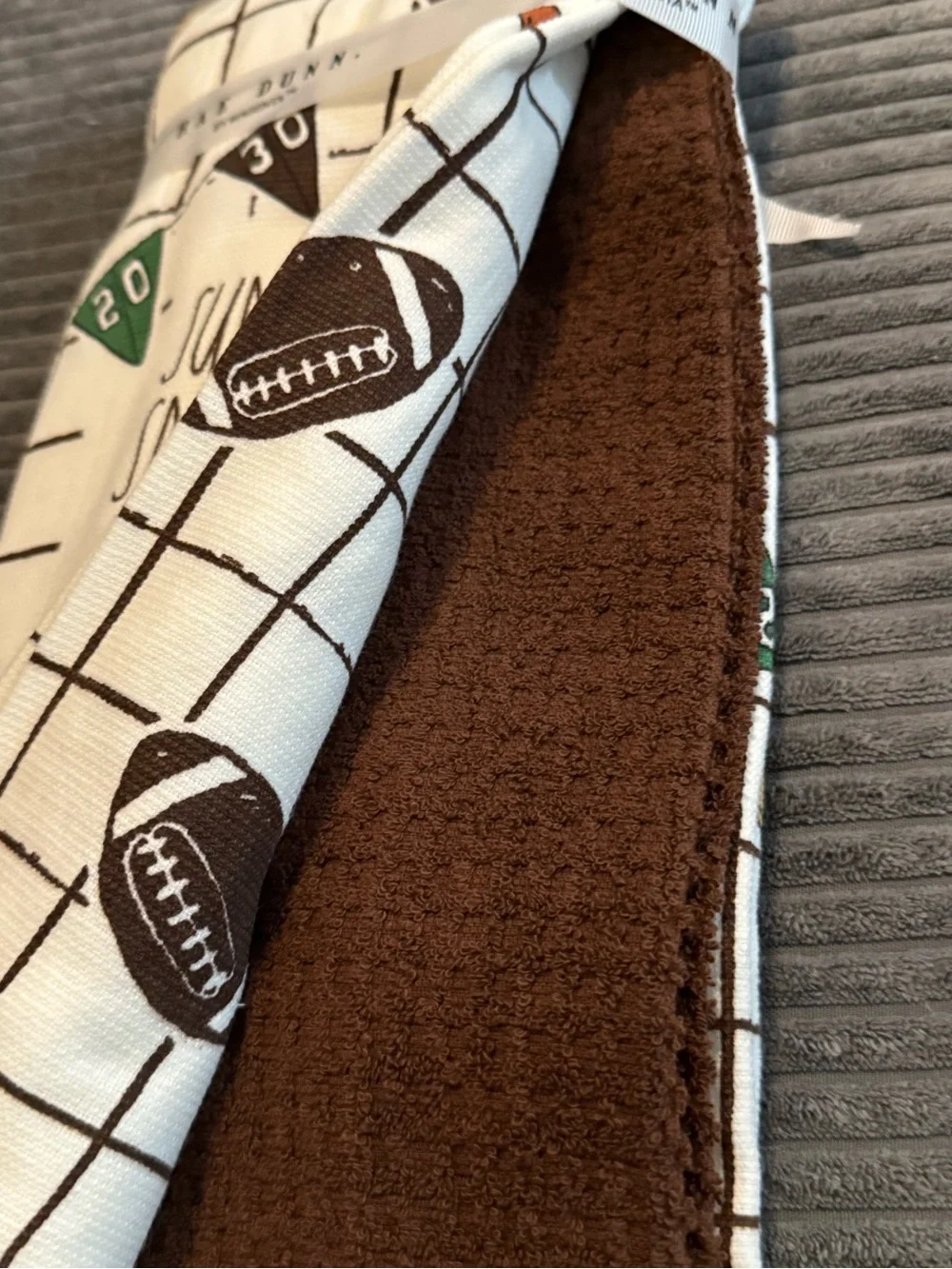 Rae Dunn White 'Sunday Snacks' Kitchen Towel Set of 3- Football 🏈 Themed- NWT